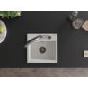 Mexen Milo chiuvetă de granit cu 1 compartiment și baterie de bucătărie Duo, Albă - 6505-20-671701-07-B