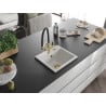 Mexen Milo chiuvetă de granit cu 1 compartiment și baterie de bucătărie Duo, Albă - 6505-20-671701-57-G