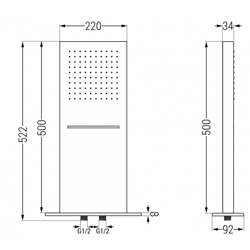 Mexen Waterfall zuhanyfej 50 x 22 cm, króm - 79195-00