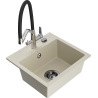 Mexen Milo 1 rekeszes gránit mosogatótálca konyhai csapteleppel Duo, beige - 6505-69-671701-07-B