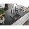 Mexen Milo chiuvetă de granit cu 1 compartiment și baterie de bucătărie Duo, Gri - 6505-71-671701-07