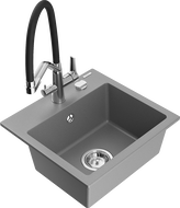 Mexen Milo chiuvetă granit 1-cameră cu baterie de bucătărie Duo, gri - 6505-71-671701-07