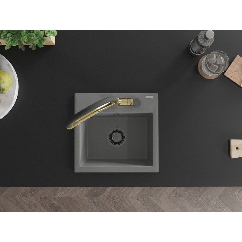 Mexen Milo 1 kamrás gránit mosogató konyhai csapteleppel Duo, szürke - 6505-71-671701-57-B
