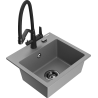 Mexen Milo chiuvetă de bucătărie din granit cu 1 cameră și baterie Duo, gri - 6505-71-671701-70-B