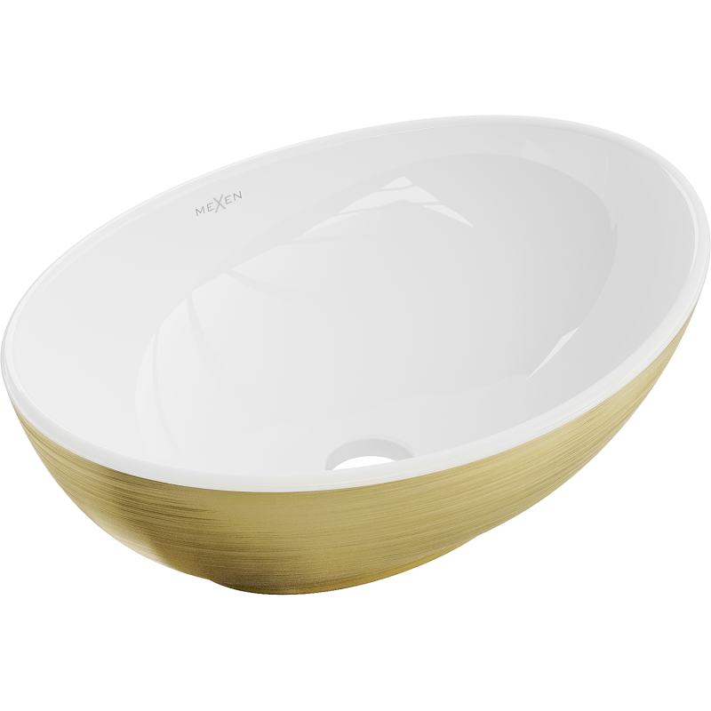 Mexen Elza countertop mosdó 40 x 33 cm, fehér/arany vonal minta - 21014017