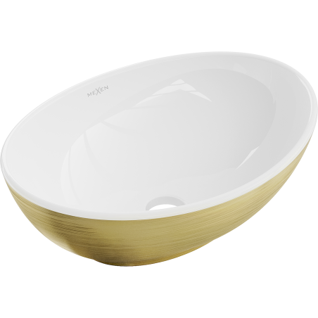 Mexen Elza countertop mosdó 40 x 33 cm, fehér/arany vonal minta - 21014017