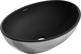 Mexen Elza lavoar pe blat 40 x 33 cm, negru mat/model argintiu linii - 21014023