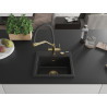 Mexen Milo chiuvetă granitică cu 1 compartiment cu baterie de bucătărie Duo, negru/argintiu metalic - 6505-73-671701-57-G
