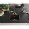 Mexen Milo chiuvetă de bucătărie din granit cu 1 cuvă cu baterie Duo, negru/auriu metalic - 6505-75-671701-57-G