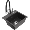 Mexen Milo chiuvetă de bucătărie din granit cu 1 cuvă și bateria de bucătărie Duo, negru cu stropi - 6505-76-671701-07