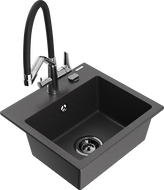 Mexen Milo chiuvetă de bucătărie granit 1-cameră cu baterie Duo, negru cu pete - 6505-76-671701-07-B