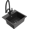 Mexen Milo egymedencés gránit mosogató Duo konyhai csapteleppel, fekete foltos - 6505-76-671701-70-B