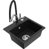 Mexen Milo chiuvetă de bucătărie din granit cu 1 compartiment și baterie Duo, negru - 6505-77-671701-07
