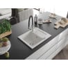 Mexen Enzo chiuvetă de granit cu 1 compartiment și scurgător și baterie de bucătărie Duo, alb - 6506-20-671701-07