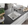 Mexen Enzo chiuvetă de bucătărie din granit cu 1 cuvă cu scurgător și baterie Duo, alb - 6506-20-671701-07-B