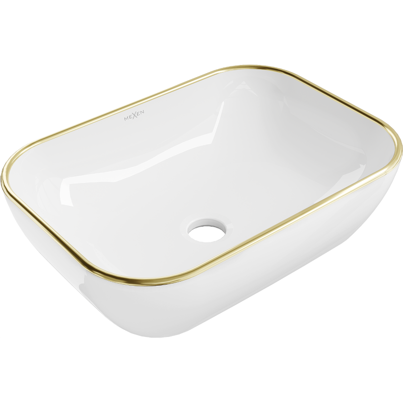 Mexen Rita 45 x 32 cm méretű pultra szerelhető mosdó, fehér/arany perem - 21084505
