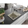 Mexen Enzo chiuvetă de granit cu 1 compartiment, cu picurător și baterie de bucătărie Duo, bej - 6506-69-671701-07-B