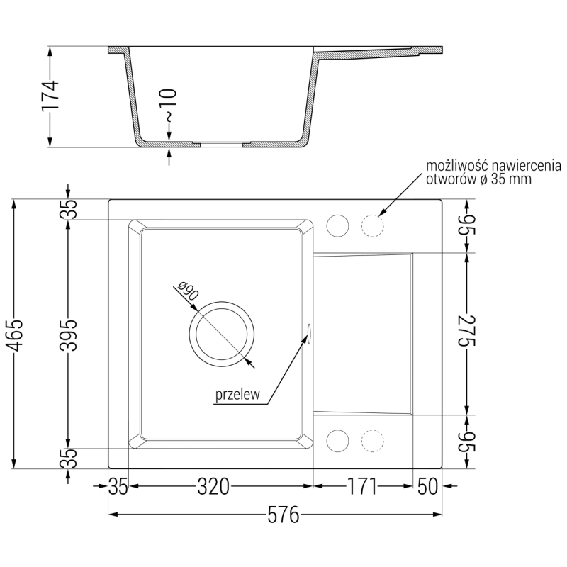 Mexen Enzo egymedencés gránit mosogató lefolyóval és Duo konyhai csappal, bézs - 6506-69-671701-57-G