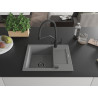 Mexen Enzo chiuvetă de granit cu o singură cuvă și scurgător, cu baterie de bucătărie Duo, gri - 6506-71-671701-70-B