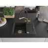 Mexen Enzo chiuvetă de bucătărie din granit cu 1 compartiment, cu picurător și baterie Duo, negru/argintiu metalic - 6506-73-67?