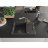 Mexen Enzo chiuvetă de granit cu 1 bazin cu scurgător și baterie Duo, negru pătat - 6506-76-671701-57-B