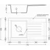 Mexen Pablo chiuvetă din granit cu 1 compartiment cu picurător 752 x 436 mm, Neagră - 6510751010-77