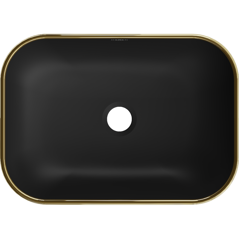 Mexen Rita chiuvetă de blat 45 x 32 cm, negru mat/auriu model carouri - 21084579