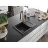 Mexen Enzo chiuvetă de bucătărie din granit, cu 1 compartiment, cu scurgător și baterie Duo, negru - 6506-77-671701-57-B