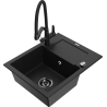 Mexen Enzo chiuvetă de bucătărie din granit cu 1 compartiment cu scurgător și baterie pentru bucătărie Duo, negru