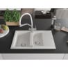 Mexen Gaspar chiuvetă din granit 1,5-compartimentată cu scurgător și baterie bucătărie Duo, alb - 6507-20-671701-02