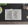 Mexen Gaspar chiuvetă din granit 1,5-compartimentată cu scurgător și baterie bucătărie Duo, alb - 6507-20-671701-02