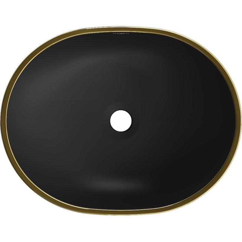 Mexen Viki chiuvetă de blat 48 x 35 cm, negru mat/margine aurie - 21054875