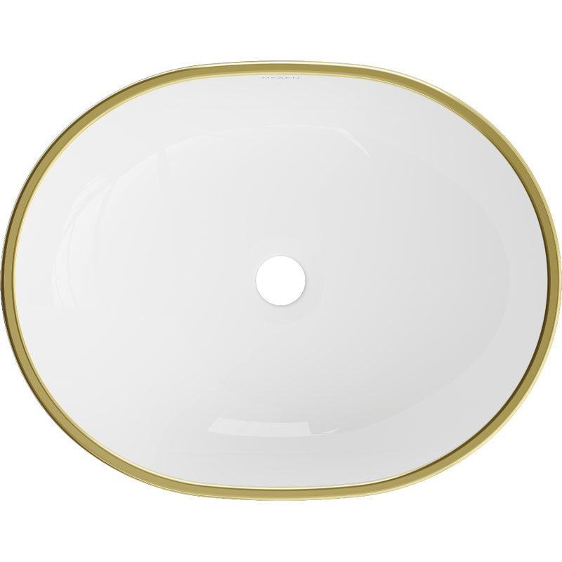 Mexen Viki 48 x 35 cm-es asztali mosdókagyló, fehér/arany sakktábla minta - 21054809