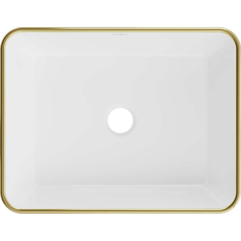 Mexen Catia 48 x 37 cm-es beépíthető mosdókagyló, fehér/arany kockás minta - 21314809