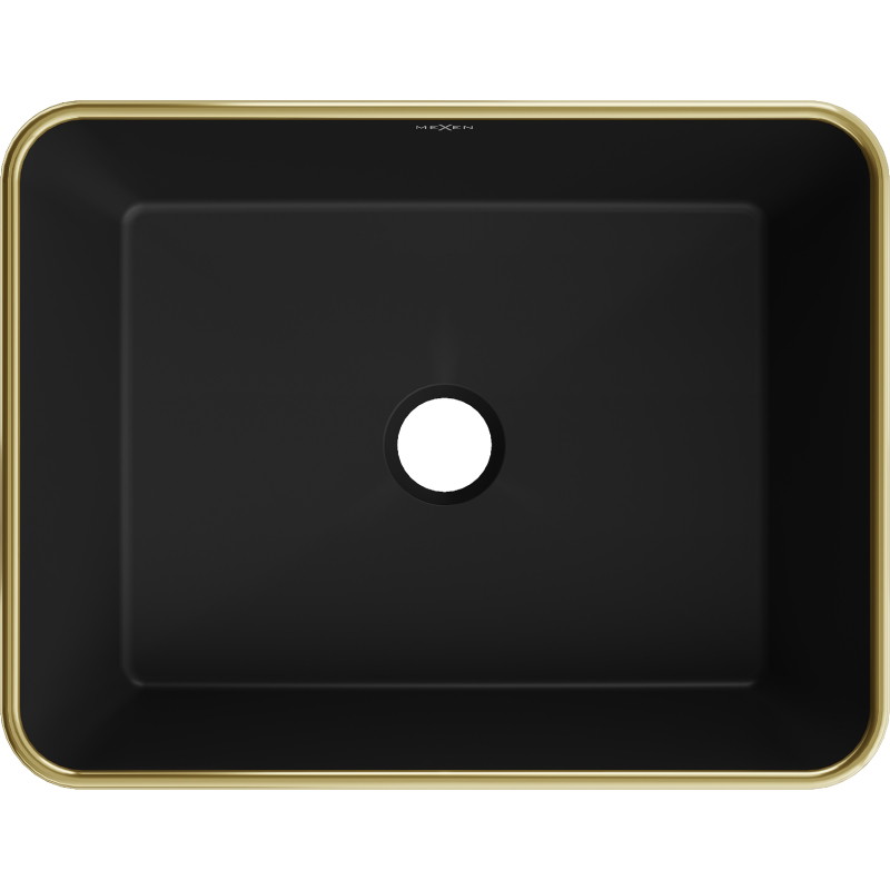 Mexen Catia chiuvetă pe blat 48 x 37 cm, negru mat/auriu model carouri - 21314879