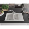 Mexen Gaspar chiuvetă granit 1,5 compartimente cu scurgător și baterie de bucătărie Duo, alb - 6507-20-671701-07