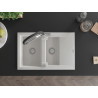 Mexen Gaspar chiuvetă de granit cu 1,5 cuve cu scurgător și robinet de bucătărie Duo, alb - 6507-20-671701-07