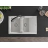 Mexen Gaspar chiuvetă granit 1,5 compartimente cu scurgător și baterie de bucătărie Duo, alb - 6507-20-671701-07
