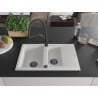 Mexen Gaspar chiuvetă de granit cu 1,5 cuve, cu scurgător și baterie de bucătărie Duo, alb - 6507-20-671701-70-B