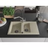 Mexen Gaspar chiuvetă de granit cu 1,5 compartimente și picurător și baterie de bucătărie Duo, bej - 6507-69-671701-07-B