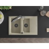 Mexen Gaspar chiuvetă de granit 1,5 camere cu scurgător și baterie de bucătărie Duo, bej - 6507-69-671701-07-B