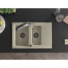 Mexen Gaspar chiuvetă de granit cu 1,5 compartimente și picurător și baterie de bucătărie Duo, bej - 6507-69-671701-07-B