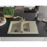 Mexen Gaspar chiuvetă de bucătărie din granit 1,5 camere cu scurgător și baterie Duo, bej - 6507-69-671701-57-B