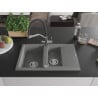 Mexen Gaspar chiuvetă de bucătărie din granit cu 1,5 compartimente și baterie Duo, gri - 6507-71-671701-07