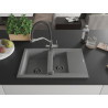 Mexen Gaspar chiuvetă din granit cu 1,5 compartimente, cu scurgător și baterie de bucătărie Duo, gri - 6507-71-671701-07-B