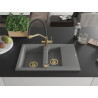 Mexen Gaspar chiuvetă granit 1,5-camere cu scurgător și baterie bucătărie Duo, gri - 6507-71-671701-57-G