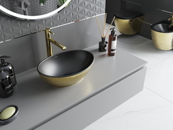 Mexen Elza chiuvetă pe blat 40 x 33 cm, negru mat/model auriu solzi - 21014028