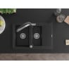 Mexen Gaspar chiuvetă de granit 1,5 camere cu scurgător și baterie de bucătărie Duo, negru/argintiu metalic