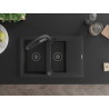 Mexen Gaspar chiuvetă din granit cu 1,5 compartimente cu scurgător și baterie de bucătărie Duo, negru/argintiu