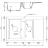 Mexen Gaspar chiuvetă granit 1,5-camere cu picurător și baterie de bucătărie Duo, negru - 6507-77-671701-07